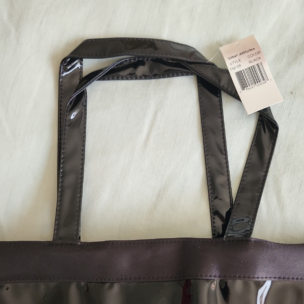 Large Black Vinyl Tote Bag - Picture 3 of 3